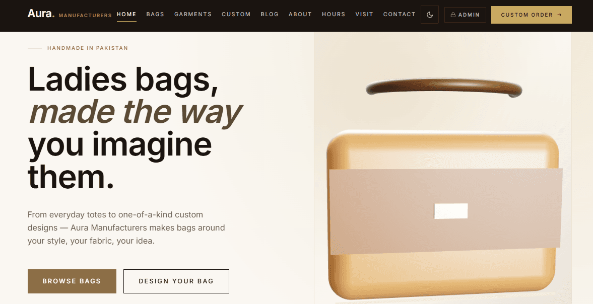 Aura Manufacturers website built by Zyverra Labs