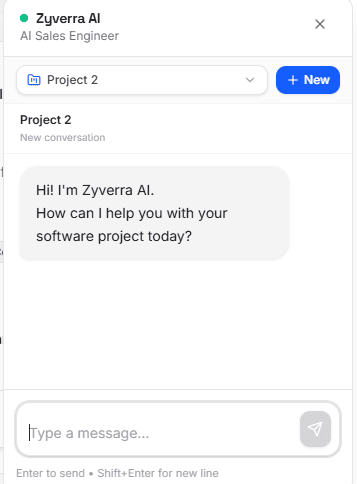 AI Sales Engineer chatbot built by Zyverra Labs