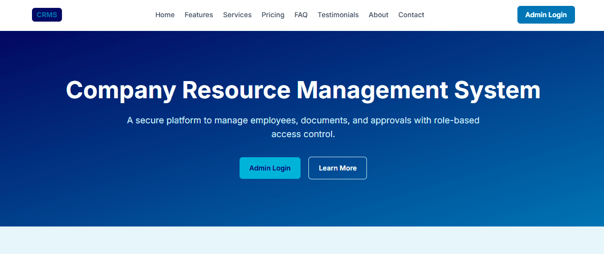 Employee Management CRM dashboard built by Zyverra Labs