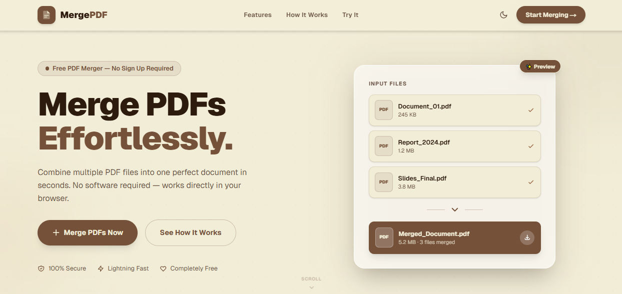 PDF Merger web tool